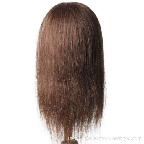 14 inch 100 real human hair mannequin head brown hair
